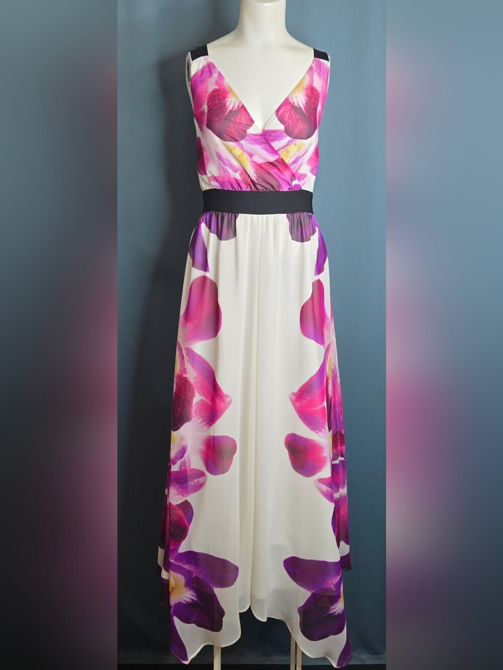 Express Orchid Floral Maxi Dress Purple Pink Wedding Guest Bridesmaid NWOT XS